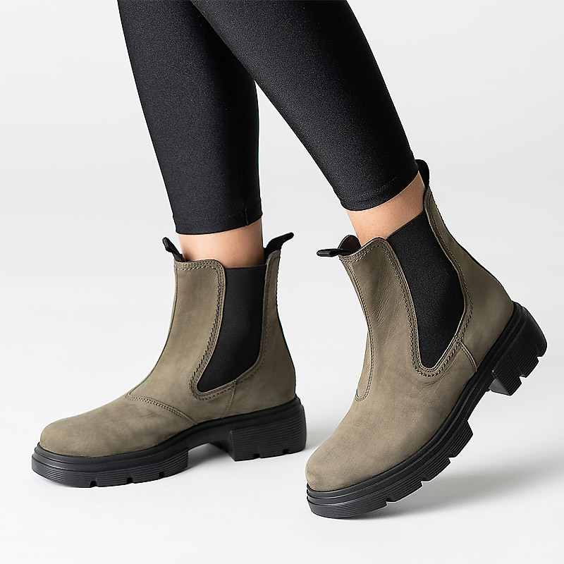 Paul Green Chelsea-Boots - Olive Nubuck leather