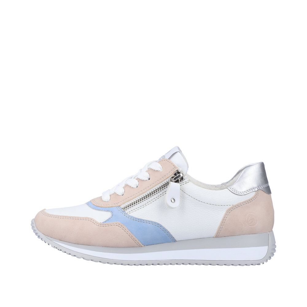 Remonte Sneaker - Weiß / Rose / Hellblau Glattleder