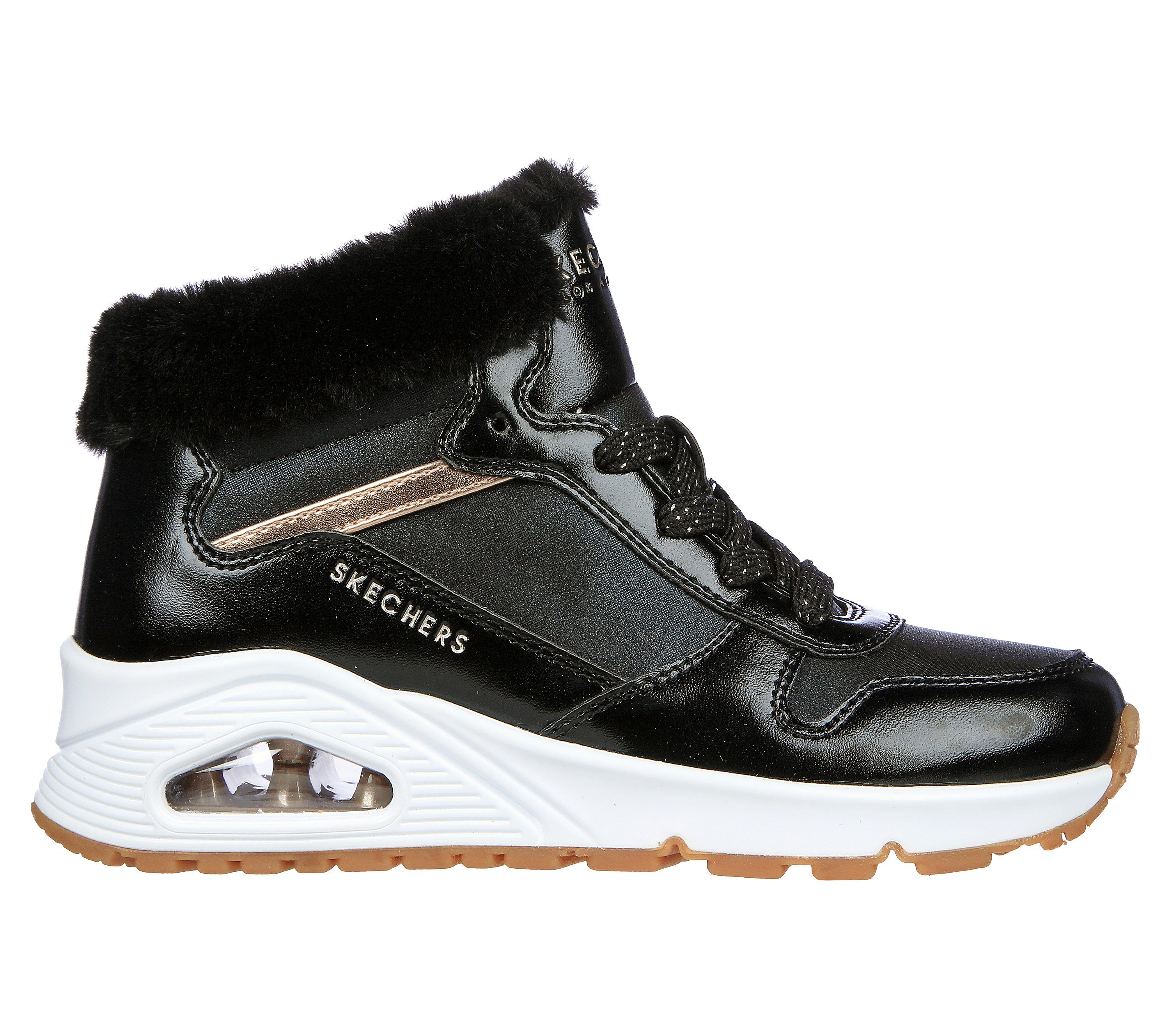 Skechers Uno - Cozy On Air - Black / Rose Gold Synthetics