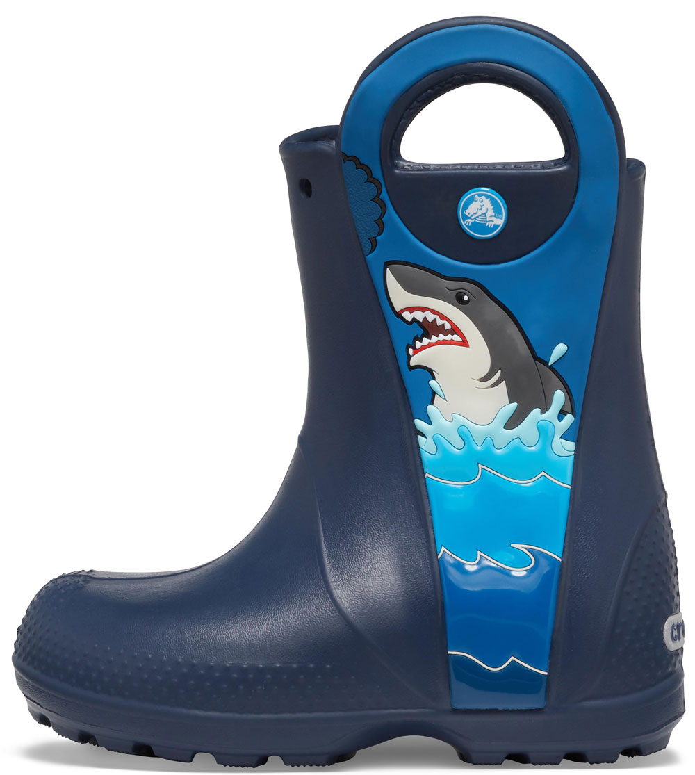 FunLab Shark Patch Rain Boot Kids Navy Croslite