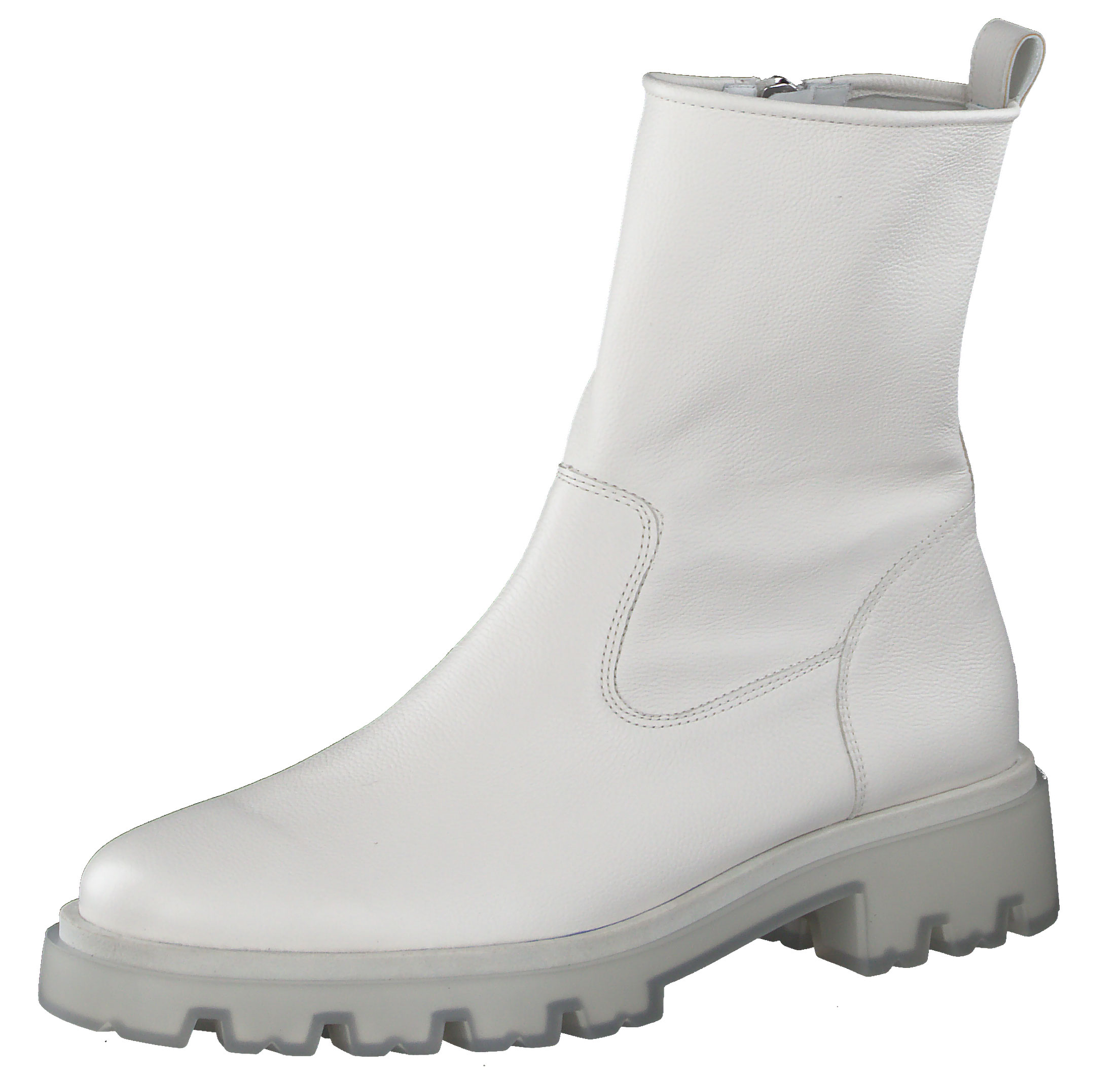 Stiefelette - White smooth leather