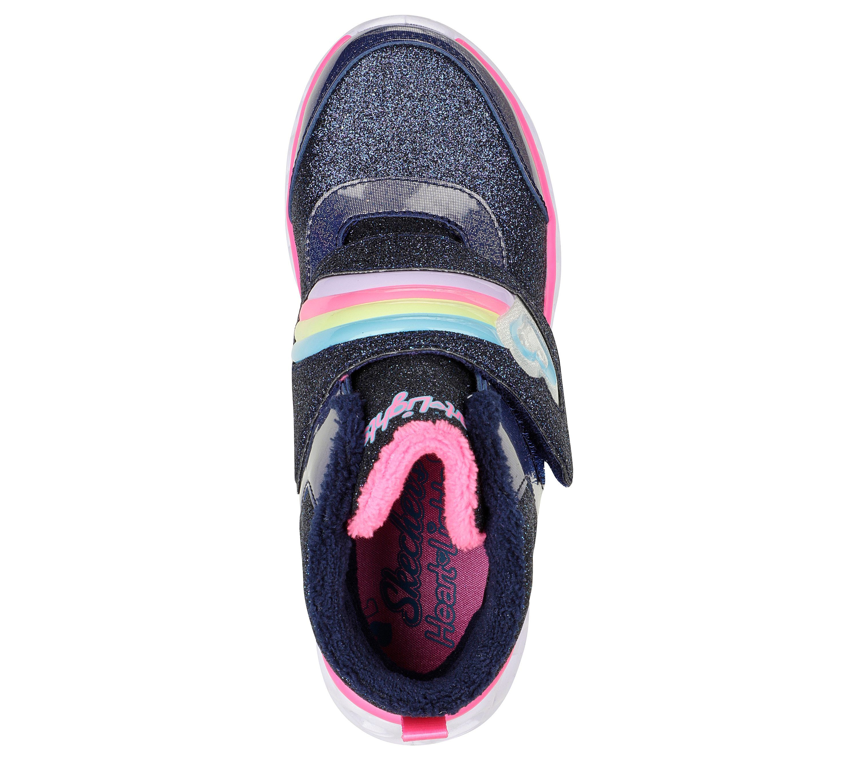Skechers Heart Lights - Brilliant Rainbow - Navy / Pink Synthetics