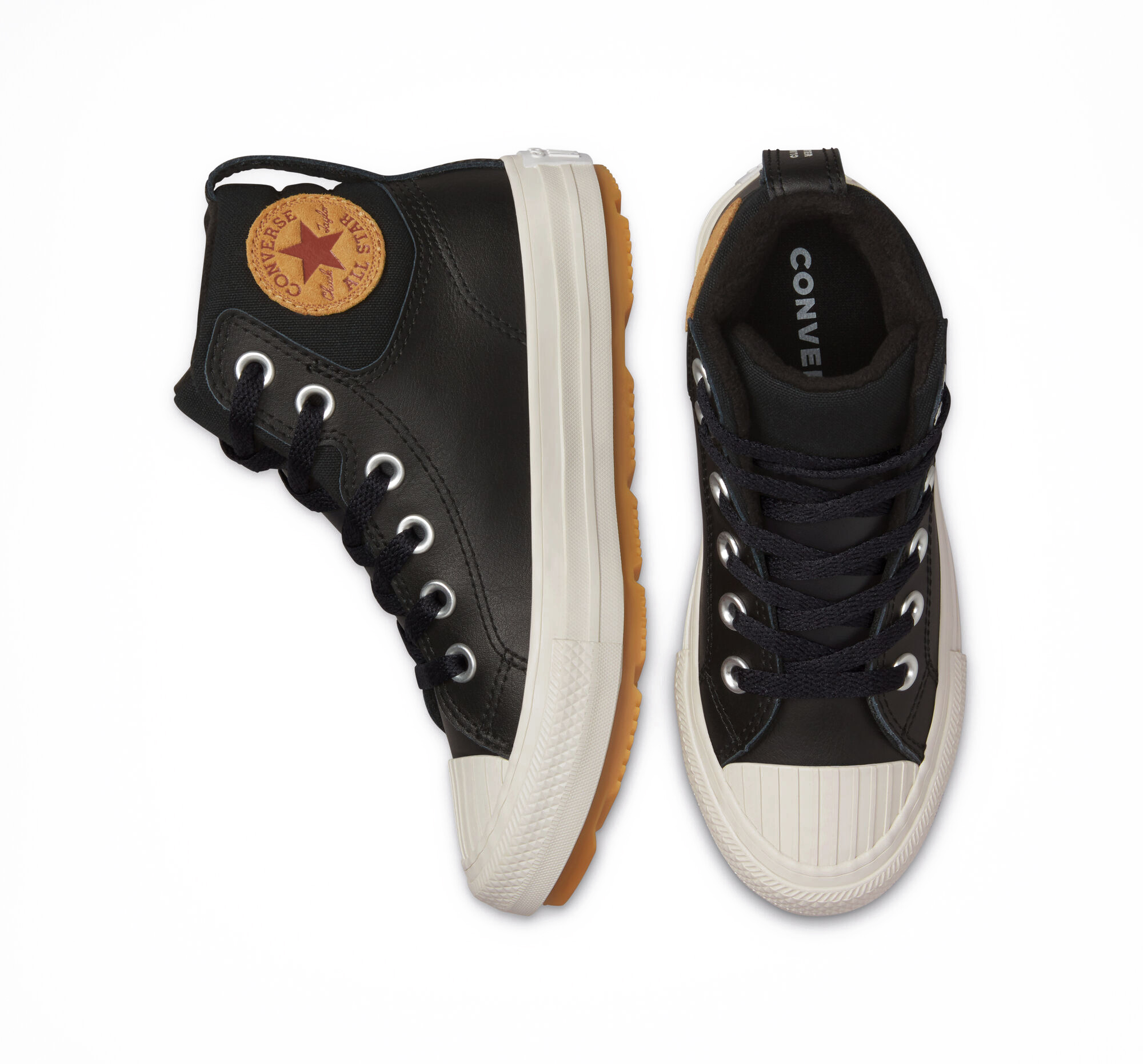 Converse Chuck Taylor All Star Berkshire Boot Kids - Black / Black / Pale Putty Leather