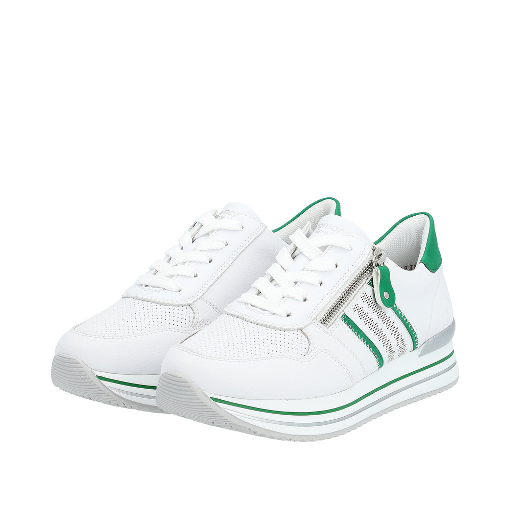 Remonte Sneaker - Brilliantweiß / Smaragdgrün Glattleder